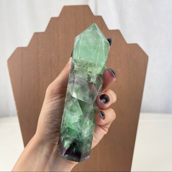 Fluorite Tower Green Dark Purple & Scolecite Gemmy - Picture 9 of 17